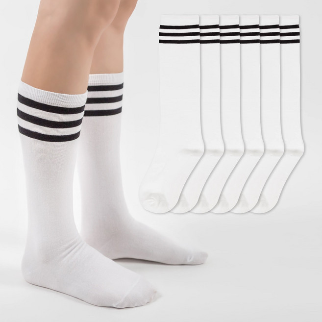 시너싹스 여성용 27cm 링글 롱 삭스 양말 6켤레