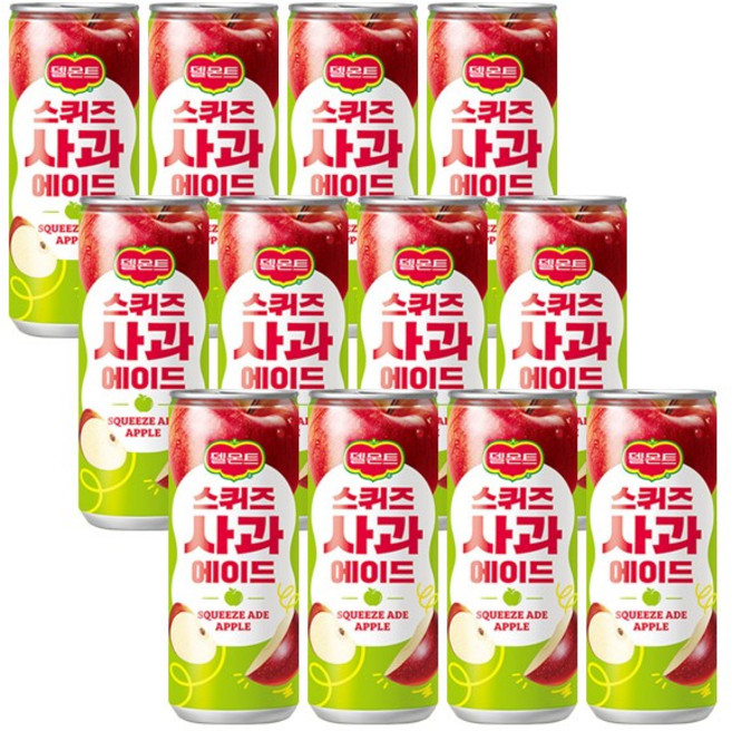롯데칠성 델몬트 스퀴즈 사과 에이드, 240ml, 12개