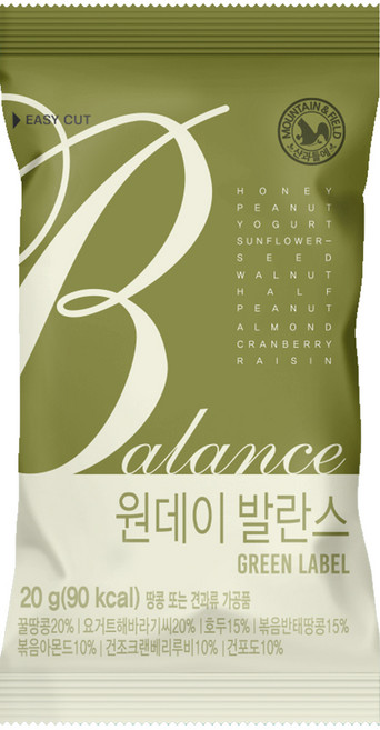 산과들에 원데이발란스그린 / 하루 한줌 견과 견과류, 20g, 50개