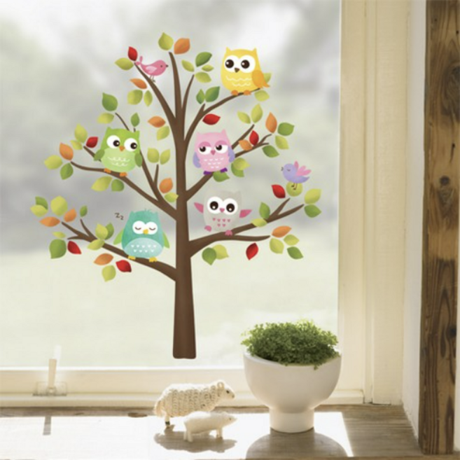 매직픽스 포인트 스티커 부엉이 나무 LWST-22, 혼합색상 3개