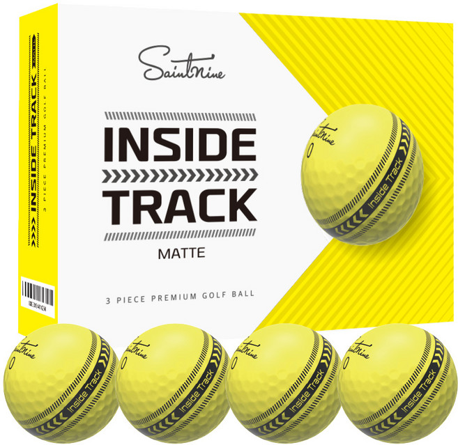 세인트나인 인사이드 트랙 매트 3피스 골프공 1다즌 12알, 옐로우 블랙라인, 1개, 12개입