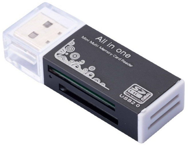 迷你多功能讀卡機 USB 2.0 四合一, 黑色, 1個, 【tf+sd+ms+m2】-四合一讀卡機