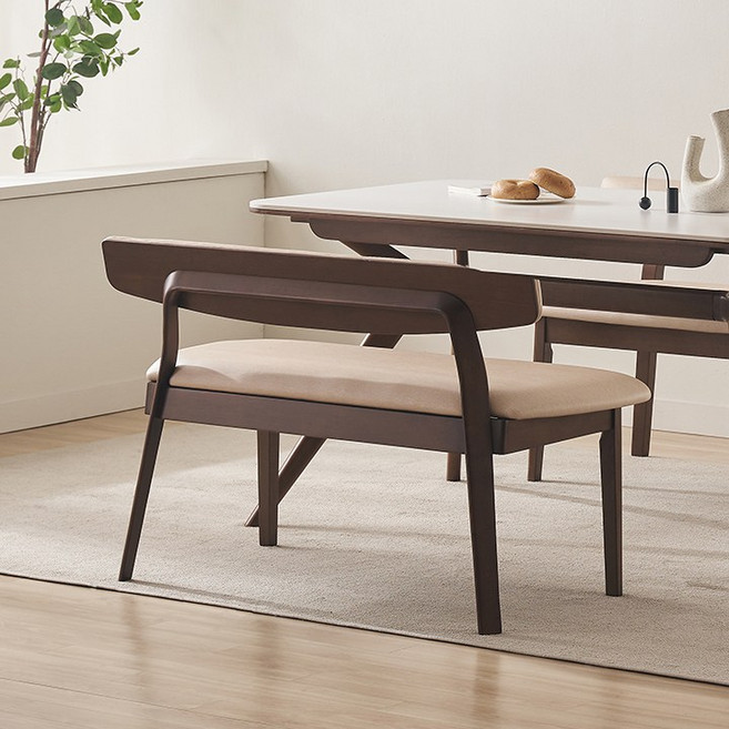 삼익가구 비안트 2인용 원목 등받이 벤치, 내추럴, 1개