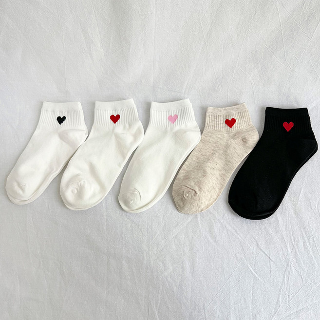 10켤레+하트무늬 중목 데일리 발목 패션 양말 jh135