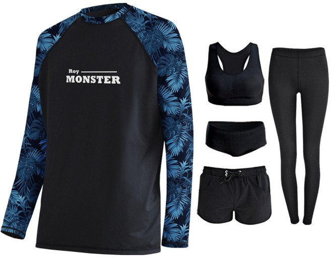 로이몬스터 여성 풀세트 오버핏 체형커버 인디고 래쉬가드 빅사이즈 ROYMONSTER