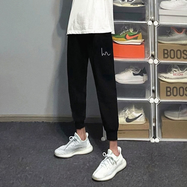DFMEI 캐주얼 팬츠 트레이닝 남성 슬림 조거 팬츠 9부 팬츠 9부