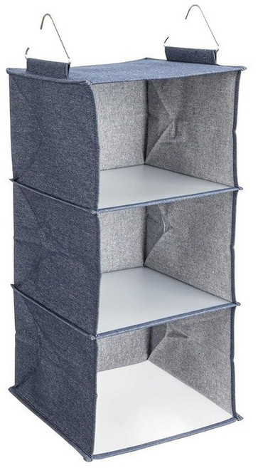 Household Essentials 311342 벽걸이 옷장 정리함 | 포켓 선반 3개 | 천연 캔버스, Denim