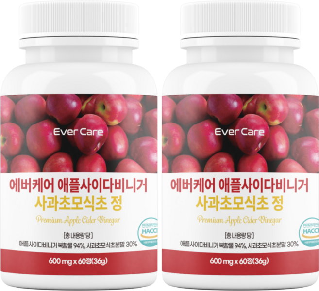 에버케어 애플사이다비니거 사과초모식초 유산균 고함량 애사비 알약, 2개, 60정
