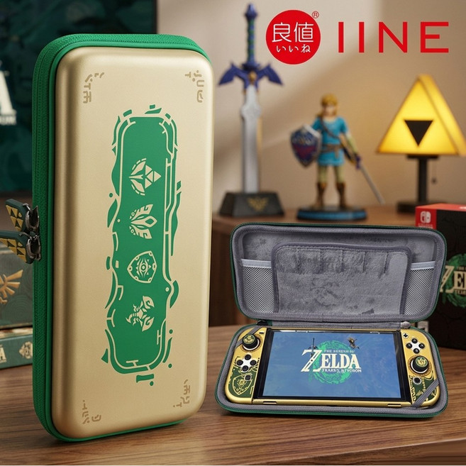 호환 닌텐도 스위치 OLED 파우치 케이스 젤다의전설 테마 왕눈 이이네, 골드, 1개, 이이네 젤다왕눈 에어폼 파우치