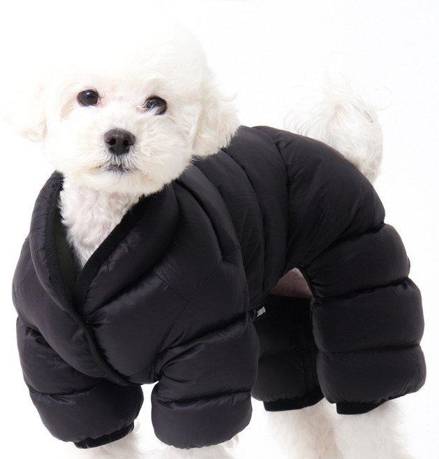 독스랩 강아지 올인원 패딩 양면 초경량 애견 겨울옷, 1개, 카키/블랙 (올인원)