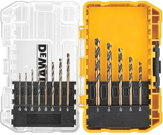 DEWALT 흑색 산화 코팅 드릴 비트 세트 13피스 파일럿 포인트 포함(DW1163), 13 Pieces, 단일 유닛