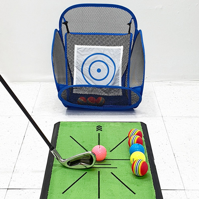 [SET] 골프 치핑네트 + 디봇 스윙매트 세트 실내 칩샷 스윙연습 그물망 어프로치 네트, 디봇 스윙매트+3초 치핑네트, 1개