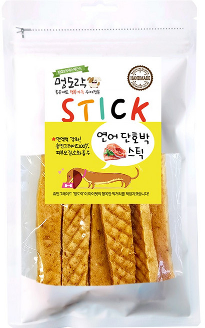 멍도락 국내산 강아지 수제간식 연어스틱 80g 피부 피모건강 부드러운간식, 연어단호박스틱, 1개