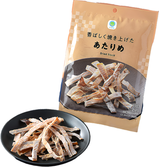 일본 패밀리마트 아타리메 찢어놓은 큰봉지 건조 오징어 27g, 5개