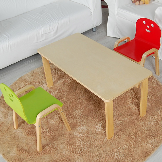 토리 원목 유아 오리지널의자 직사각 책상세트 2-7세, 유아 직사각 분홍 책상 / 오리지널의자 연두 2개
