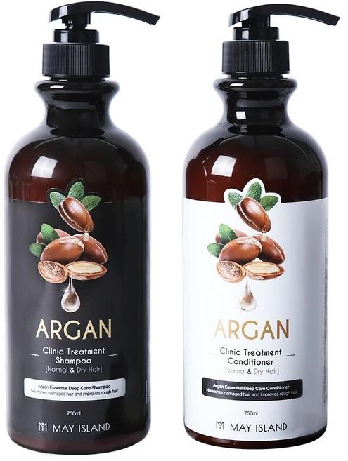 메이아일랜드 아르간 프로페셔널 클리닉 트리트먼트 샴푸 750ml + 컨디셔너 750ml 2종 세트, 1개 - 쿠팡