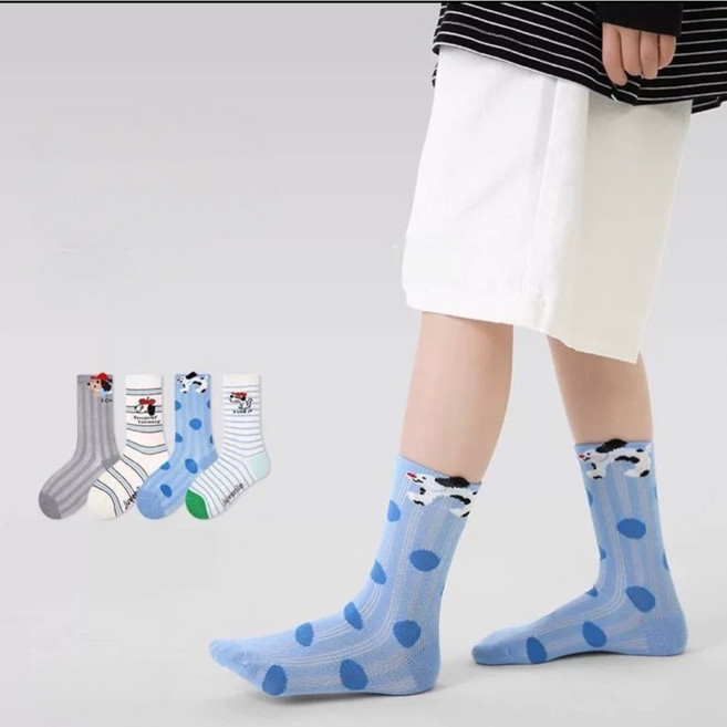 아동용 시원한 어린이 여름 메쉬 중목 양말 4켤레 세트