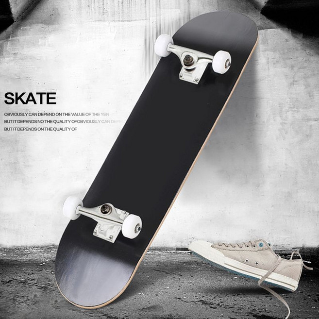 初學者滑板青少年31寸楓木凹板80釐米四輪滑板公路板成人雙翹板 技術滑板 楓木滑板 四輪滑板 豚跳翻板 禮物, 車綫輪-純黑