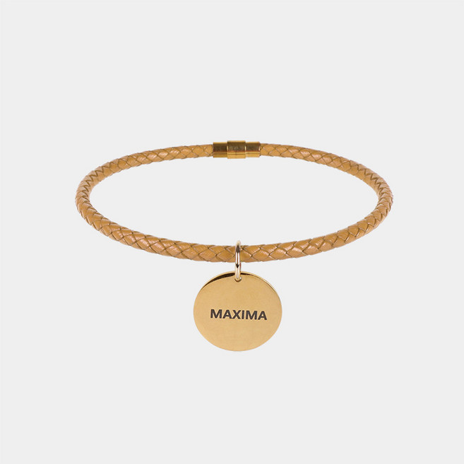 MX PET 가죽 매듭 목걸이 인식표 329X NAVY 네이비 깊은 양면 각인, 1개, 이중돌림자석-골드