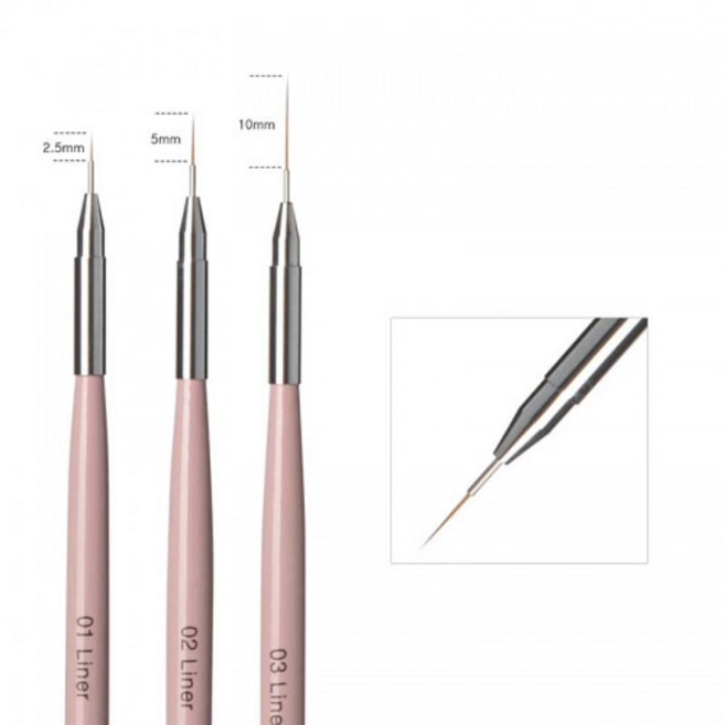 뷰젤 젤 브러쉬 모음 네일 아트 (사선 라운드 플랫 라이너), Angle02, 1개