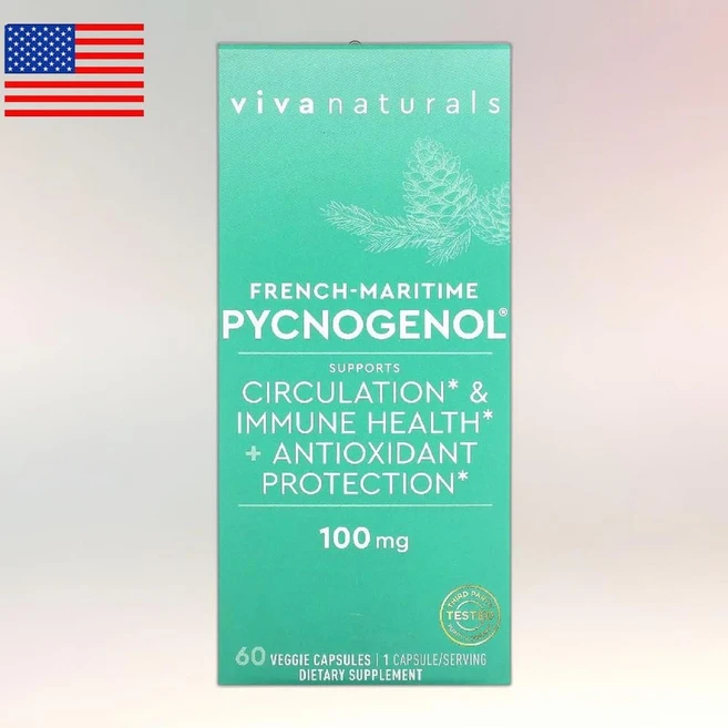 Viva Naturals French-Maritime 피크노제놀 100mg 프랑스해송 껍질 베지 캡슐 60정 1병, 60회분, 1개 - 쿠팡