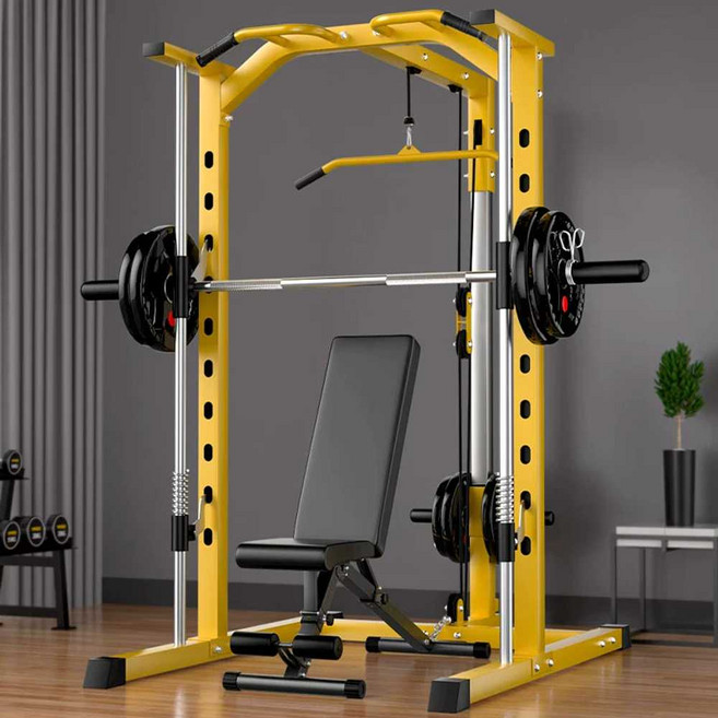 가정용스미스머신 하프랙 파워렉 홈짐세트 스쿼트 기구, 60kg  바벨, 옐로우, 옐로우 스쿼트랙(바 포함) 바벨 없음