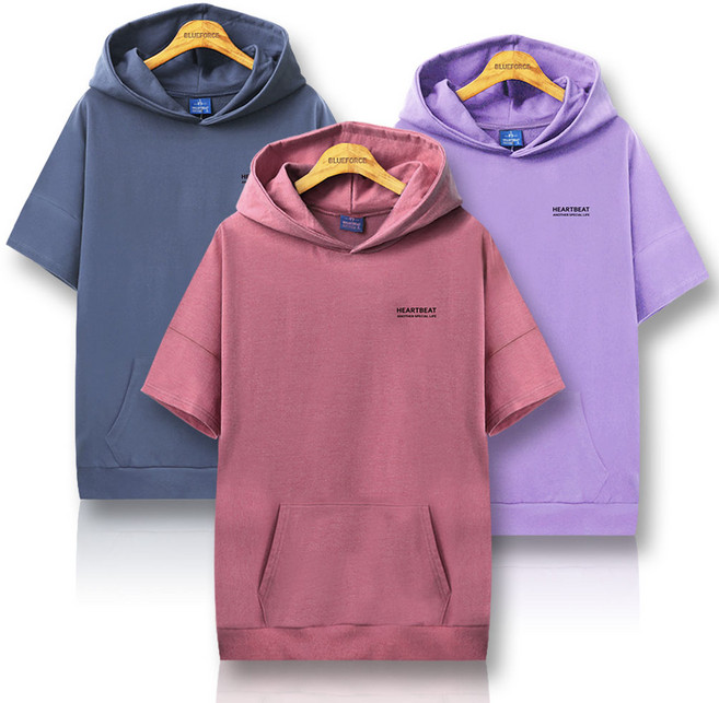 하트비트 이르크 피그먼트 반팔 후드티 오버핏 반팔티 [국내생산]