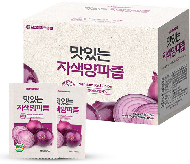 참앤들황토농원 국내산 맛있는 자색양파즙, 100ml, 50개