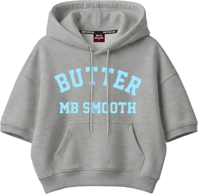 몰토벨리노 SF 버터MB스무스여성 오버핏 세미크롭 반팔 후드티