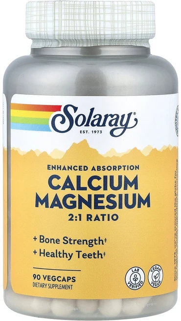 솔라레이 Solaray 강화된 흡수력의 칼슘 마그네슘 베지 캡슐 90정122627원산지:기타, 1개 - 쿠팡