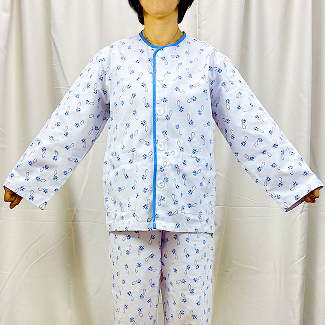 환자복 상의 남녀공용 순면 꽃무늬 병원용 환자복 상의만 사계절 착용