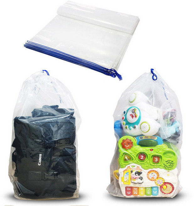 끈조임 투명 두꺼운 비닐봉투 53 x 80cm 12장, 1세트