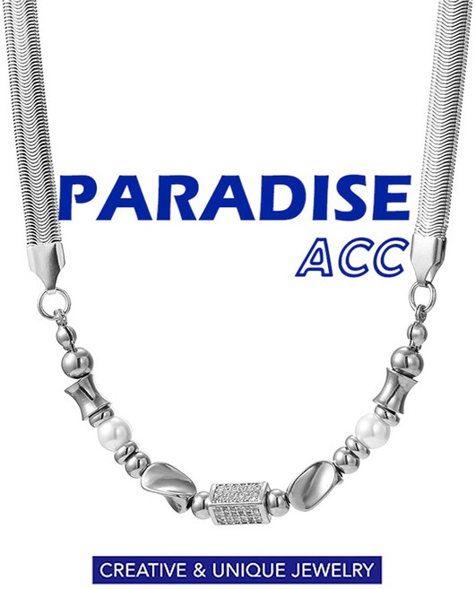 PARADISE 扭轉拼接小鑽珍珠蛇骨項鍊 輕奢高級感鎖骨鍊，小眾設計不掉色鈦鋼316L