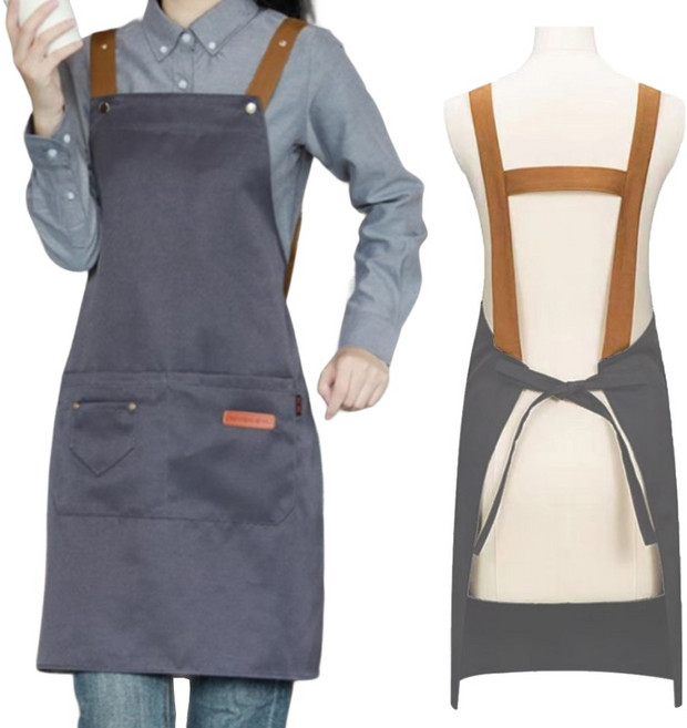 제피터 바리스타 길이조절 심플 캔버스 방수 앞치마, 1개, 그레이