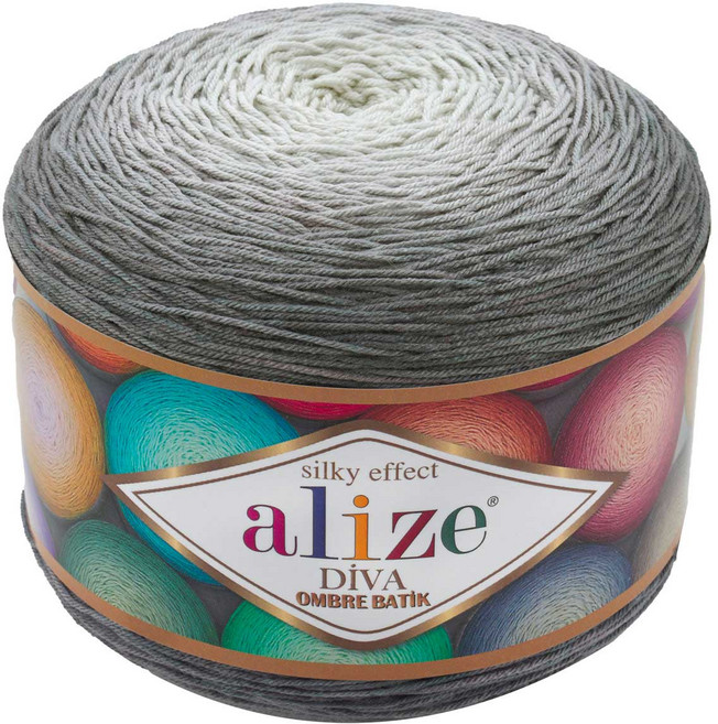 알리제 디바 벨라 옴브레바틱 숄 실 엘리제 털실, 디바 7380 그레이옴브레, 1개