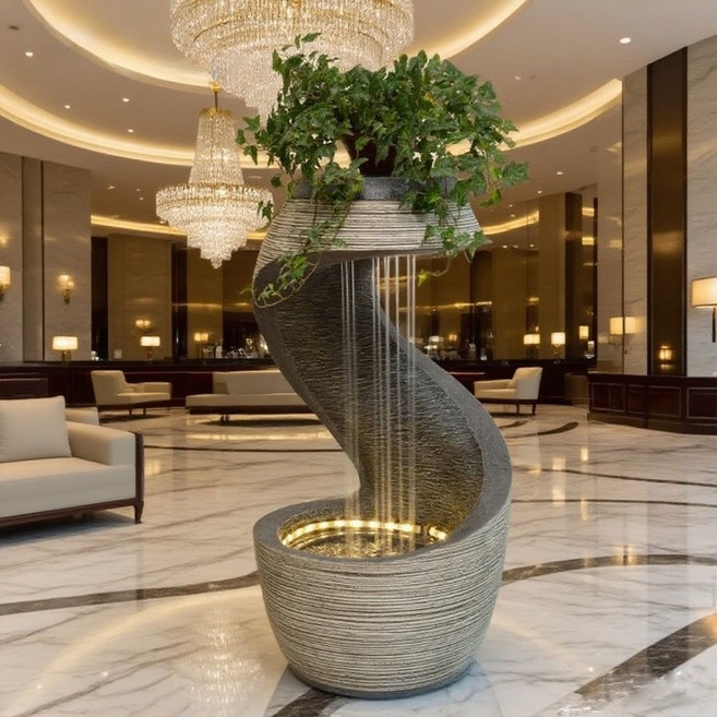 Rikant 실내 정원 분수 천연 가습기 인테리어 장식 폭포, 1031모델 45x45x89cm