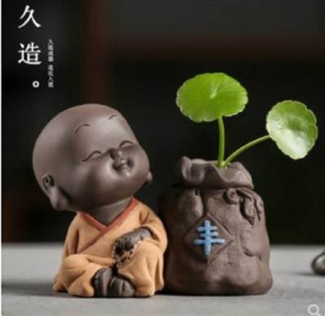 久造 療癒小僧人陶瓷盆栽組合, 1個