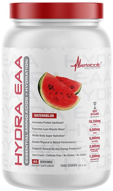 Metabolic Nutrition Hydra EAA 필수 아미노산 1000g + 수분 공급 EAAs BCAA 글루타민 엘렉토리트 코코넛 워터 및 글리세롤 놀라운, 수박, 1개 - 쿠팡