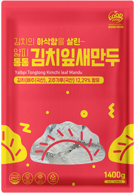 [이푸른] 굿푸드 얇피통통 김치잎새만두 1.4kg, 1개