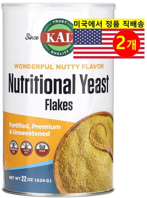 Kal 뉴트리셔널 이스트 플레이크 원더풀 너티, 624g, 2개 - 쿠팡