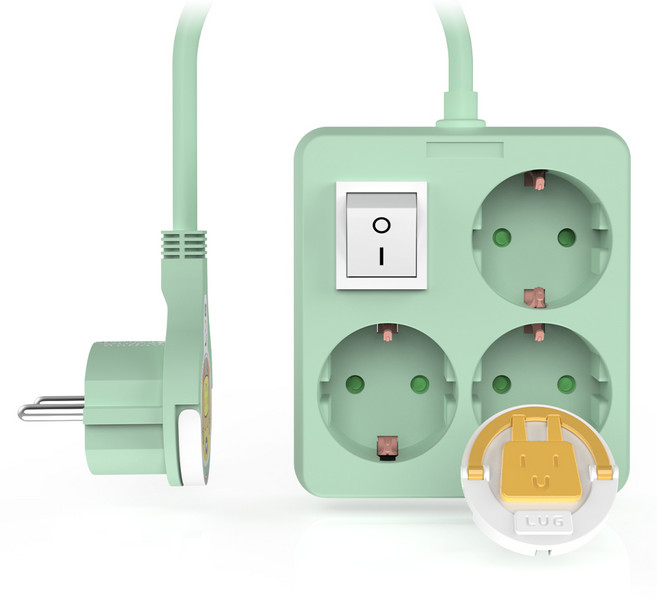 러그박스 이지콕 납작헤드 미니 스위치 파스텔 감성 3구 고용량 멀티탭, 0.5m, 미니 스위치 50cm 일반 민트, 1개