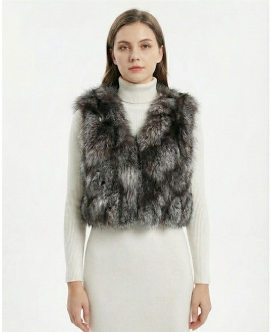 스노우퍼 (여우털 100%) 짧은기장 천연폭스 폭스 모피조끼 폭스퍼 베스트 여우털조끼 짧은기장