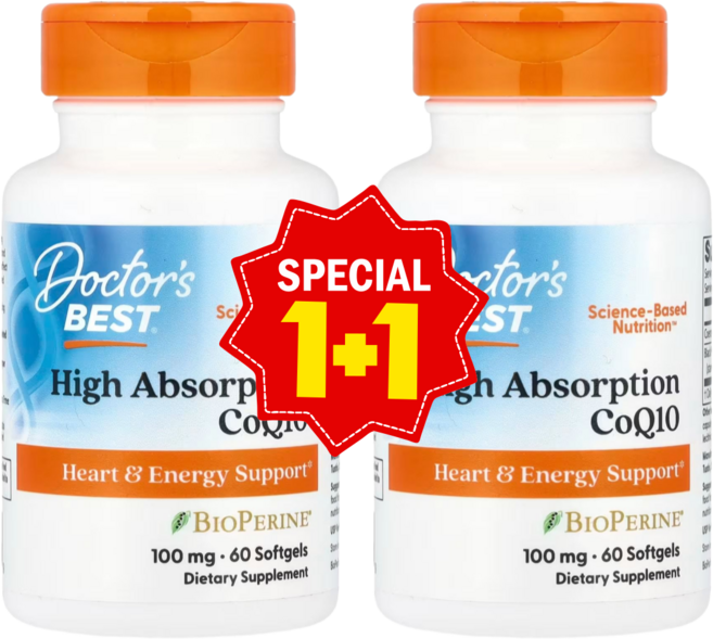 닥터스베스트 CoQ10 피페린 유비퀴논 코엔자임 큐텐 100mg 60정 고흡수 2개