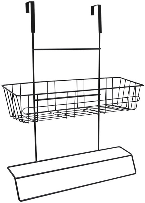 코시나 무타공 문걸이 수건선반 1단, 블랙, 1개