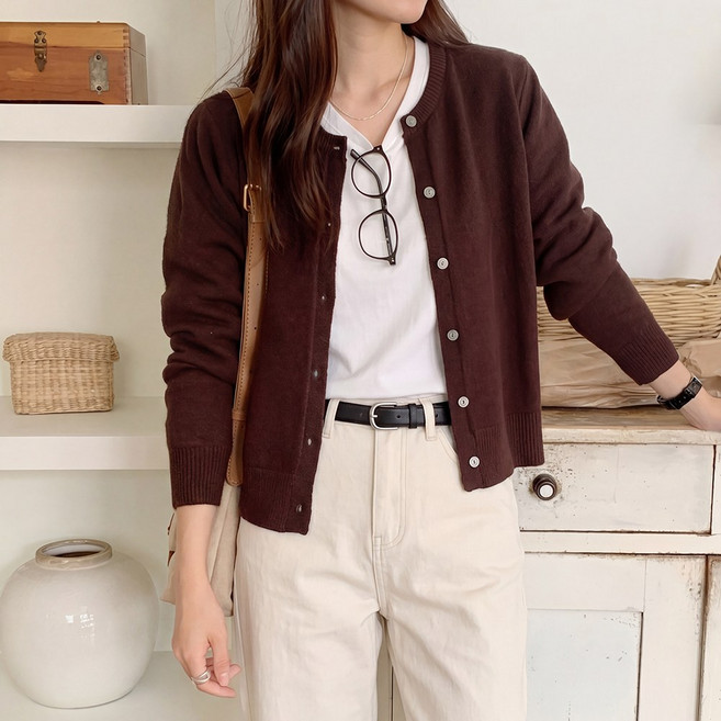 [빅사이즈추가]여성 가디건 간절기 하객룩 니트가디건 버튼가디건 라운드넥가디건 출근룩 데이트룩 베이직가디건