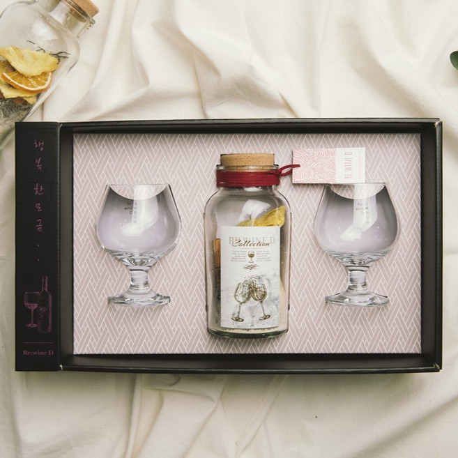 리와인드 담금주 키트 수제 와인 전용잔 선물 세트 화이트 샹그리아 뱅쇼 베이스 만들기, 1개