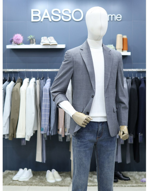 바쏘옴므 자켓 WA1JK01AGR 그레이 시어서커 울스판 경량 캐주얼 자켓