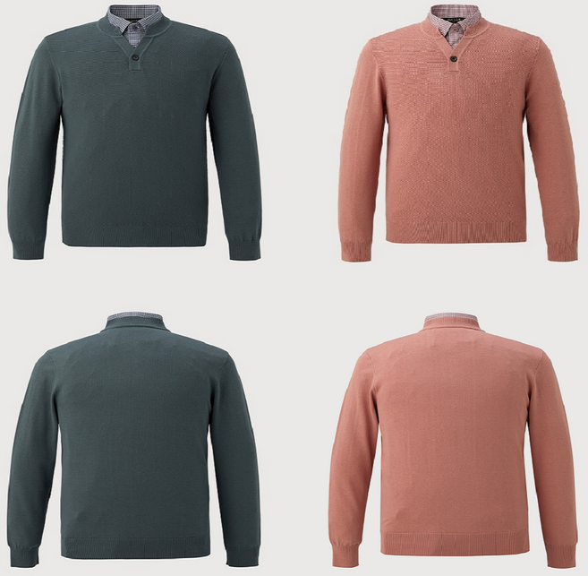 인디안 남성 솔리드 이중에리 폴로 니트 MIEBP4SC401