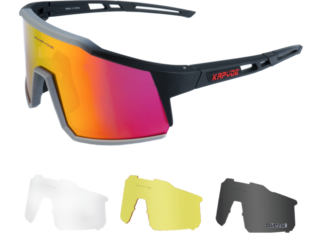 카프보에 KE9022 9종 자전거 4렌즈 풀패키지 선글라스 사이클 미러렌즈 + 편광렌즈 + 클리어렌즈 + 엘로우렌즈 + 클립 + 스트랩, 08, 1개