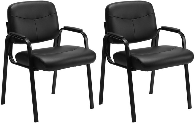 모아니스 사무용 가죽의자, 2개, 블랙